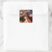Oude heks Jolly Halloween van Ellen Clapsaddle Vierkante Sticker (Tas)