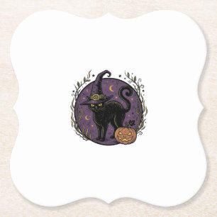 Oude heks kat Halloween vector shirt ontwerp_1 Kartonnen Onderzetters
