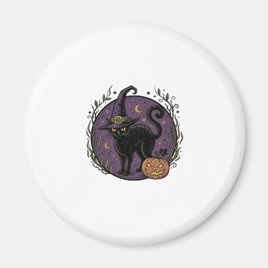Oude Heks Kat Halloween Vector Shirt Ontwerp_1 Magneet (Voorkant)