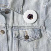 Oude heks kat Halloween vector shirt ontwerp_1 Ronde Button 5,7 Cm (In situ)