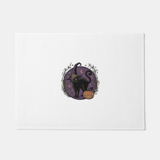 Oude Heks Kat Halloween Vector T-shirt Ontwerp_1 Deurmat (Voorkant)