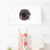 Oude Heks Kat Halloween Vector T-shirt Ontwerp_1 Spandoek (Insitu)