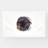 Oude Heks Kat Halloween Vector T-shirt Ontwerp_1 Spandoek (Horizontaal)