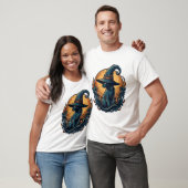 Oude Heks Kat Maan Halloween Vector Kunst_1 T-shirt (Unisex)