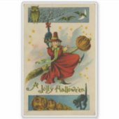 Oude heks met Halloween Sticker (Voorkant)