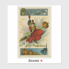 Oude heks met Halloween Sticker