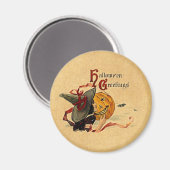 Oude heks met rode linten voor Halloween Magneet (Voorkant / Achterkant)