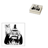 Oude heks met uil voor Halloween Rubberstempel (Gestempeld)