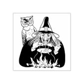 Oude heks met uil voor Halloween Rubberstempel (Afrduk)