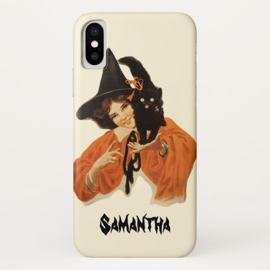 Oude heks met zwarte kat op schouder Case-Mate iPhone case (Achterkant)