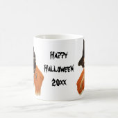 Oude heks met zwarte kat op schouder koffiemok (Center)