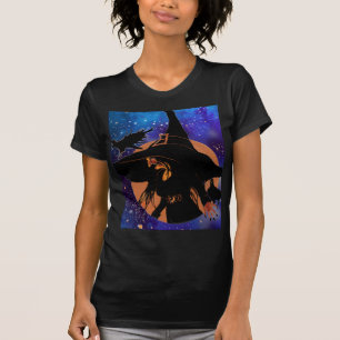 Oude heks Oogstmaan Zwarte Vogel Kunst  T-shirt