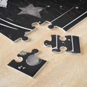Oude heks portret zwart wit retro legpuzzel (Zijkant)