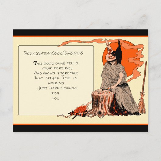 oude heks speelkaarten briefkaart (Voorkant)