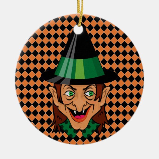 Oude heks van Halloween Keramisch Ornament (Voorkant)