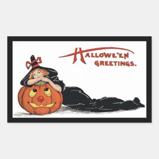 Oude heks van Halloween Rechthoekige Sticker (Voorkant)