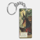 Oude heks van Halloween roert magische ketel Sleutelhanger (Voorkant Links)