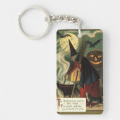 Oude heks van Halloween roert magische ketel Sleutelhanger (Voorkant)