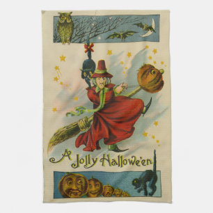Oude heks van Halloween Theedoek