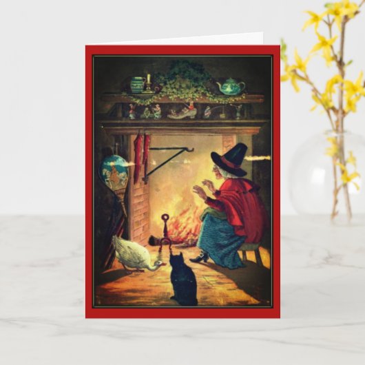 Oude heks van Halloween van Warm Hearth Card Kaart (Gele Bloem)