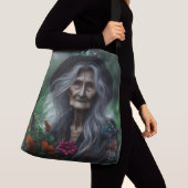 Oude heks verzamelen kruiden voor drankjes crossbody tas (Dichtbij)