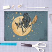 Oude heks vliegt over maan decoupage tissuepapier (Craft)