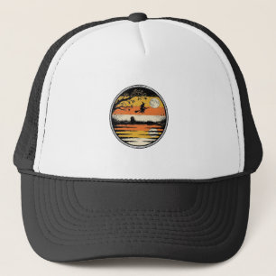 Oude heks zonsondergang Halloween Vectorontwerp_1 Trucker Pet