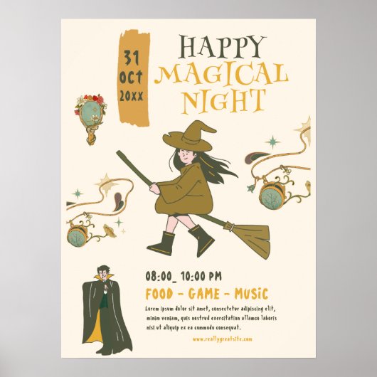 Oude Heksenfeest op Halloween, Halloweenfeest Poster (Voorkant)