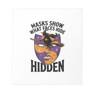 Oude Heksenmasker Halloween Gezichts Illusie Kunst Notitieblok