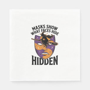 Oude Heksenmasker Halloween Gezichts Illusie Kunst Servet
