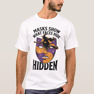 Oude Heksenmasker Halloween Gezichts Illusie Kunst T-shirt