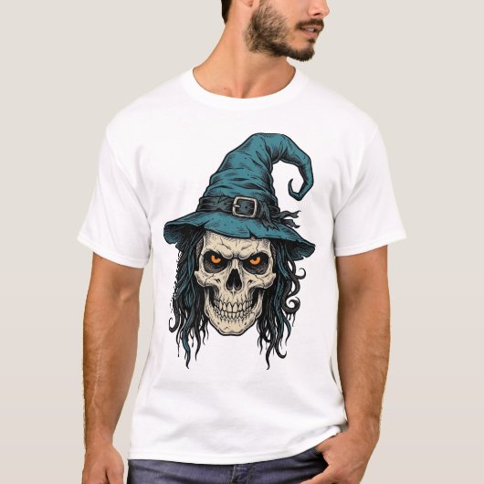Oude Heksenskelet Halloween Vector T-shirt Ontwerp (Voorkant)