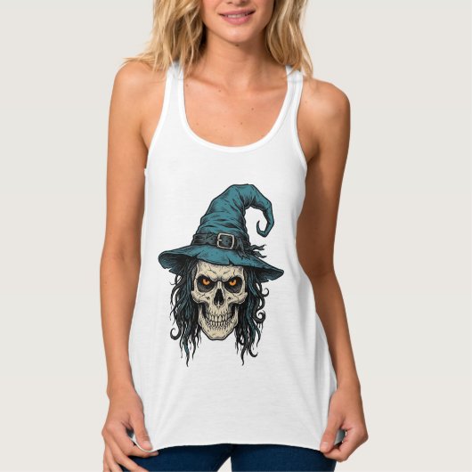 Oude Heksenskelet Halloween Vector T-shirt Ontwerp (Voorkant)