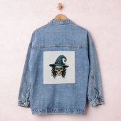 Oude Heksenskelet Halloween Vector T-shirt Ontwerp Denim Jacket (Hangar)
