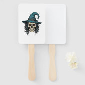 Oude Heksenskelet Halloween Vector T-shirt Ontwerp Handwaaier (Voorkant en achterkant)