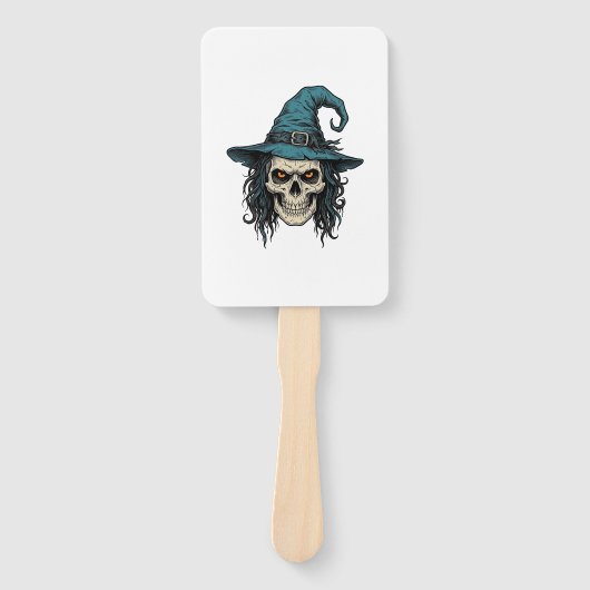 Oude Heksenskelet Halloween Vector T-shirt Ontwerp Handwaaier (Voorkant)