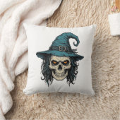Oude Heksenskelet Halloween Vector T-shirt Ontwerp Kussen (Deken)