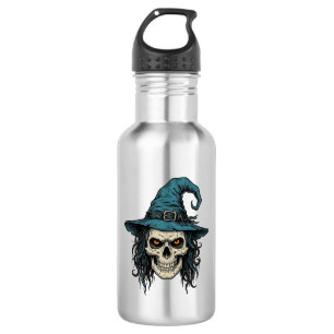 Oude Heksenskelet Halloween Vector T-shirt Ontwerp Waterfles