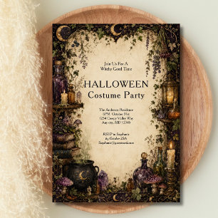 Oude Hekserige Gotische Apotheek Halloween-feest Kaart