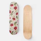 Oude heldere rode klaprozen bloempatroon persoonlijk skateboard (Voorkant)