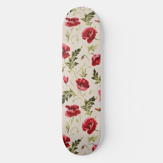 Oude heldere rode klaprozen bloempatroon persoonlijk skateboard (Voorkant)