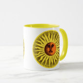 Oude Hemelgele Glimlachende Gelukkige Hippie Zon Mok (Voorkant rechts)