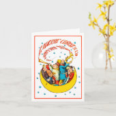 Oude Hemelse Kerstkaart Kaart (Gele Bloem)