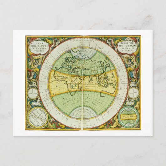 Oude Hemispheres van de wereld, bord 94 van 'T Briefkaart (Voorkant)