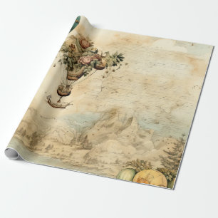 Oude hemluchtballon in een serene landschap cadeaupapier