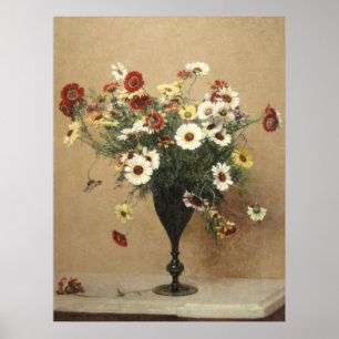 Oude Henri Latour Bloemen chrysanten Poster