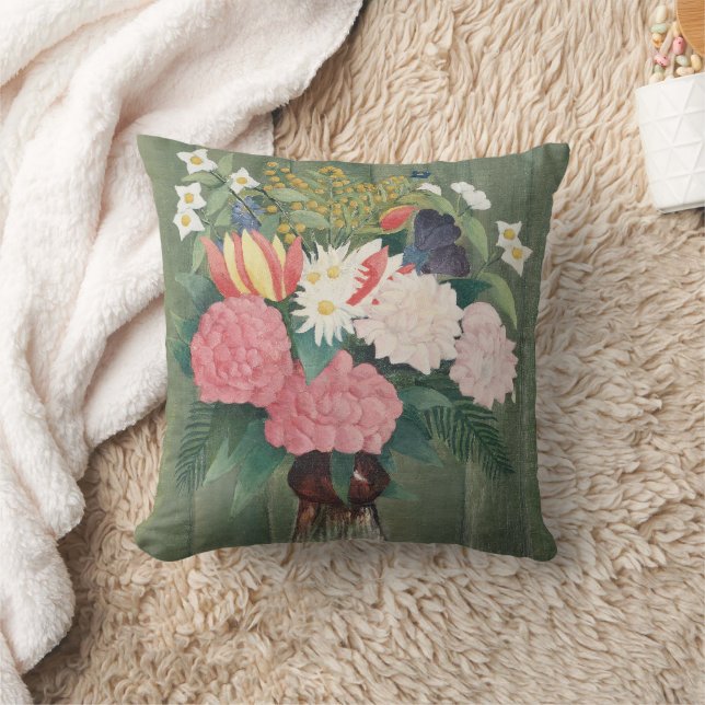 Oude Henri Rousseau Roze Bloemstilleven Kussen (Deken)