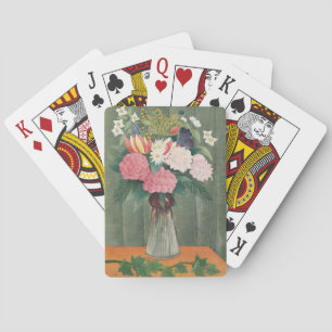 Oude Henri Rousseau Roze Bloemstilleven Pokerkaarten