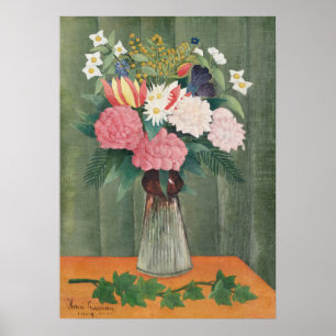 Oude Henri Rousseau Roze Bloemstilleven Poster