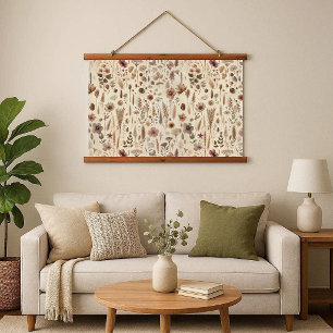 Oude Herbarium Gedroogde Bloem Houten Wandtapijt Hangend Wandkleed